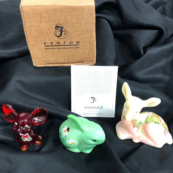 Fenton Other - Fenton Handcrafted Glass Animal Figurines Set